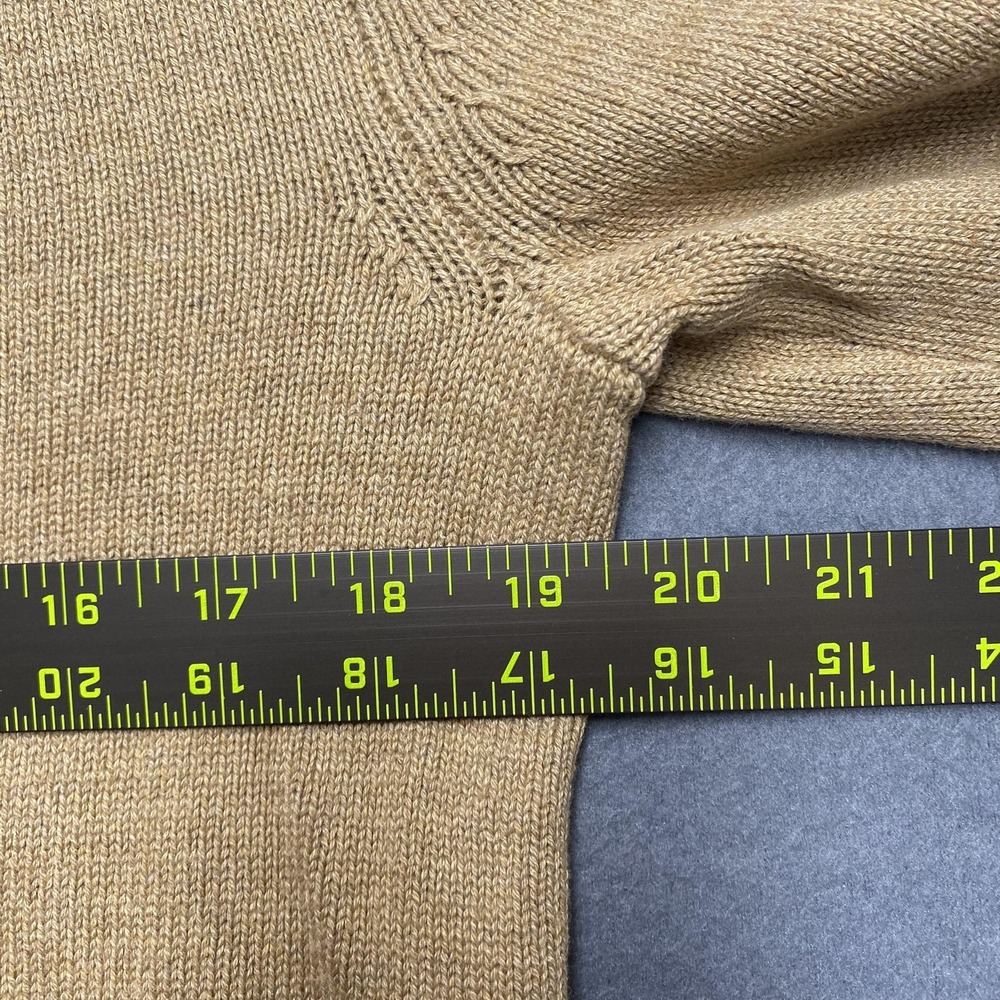 Chaps Sweater Mens Small Beige Gray Stripe Cotton Crewneck Knit Pullover Logo - Picture 6 of 8